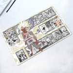 tapis souris anime personnages combats dialogues rouge noir violet marron illustrations opaques