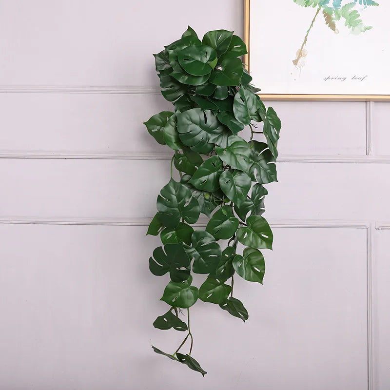 plantes artificielles feuilles ovales vert clair vert foncé naturel accrochées extérieur decoration 90cm 23feuilles