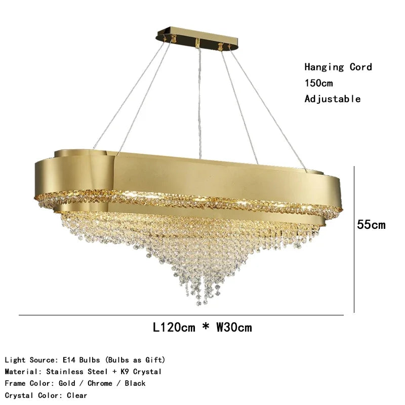 lustre doré cristal transparent moderne élégant suspension cristal chambre salon