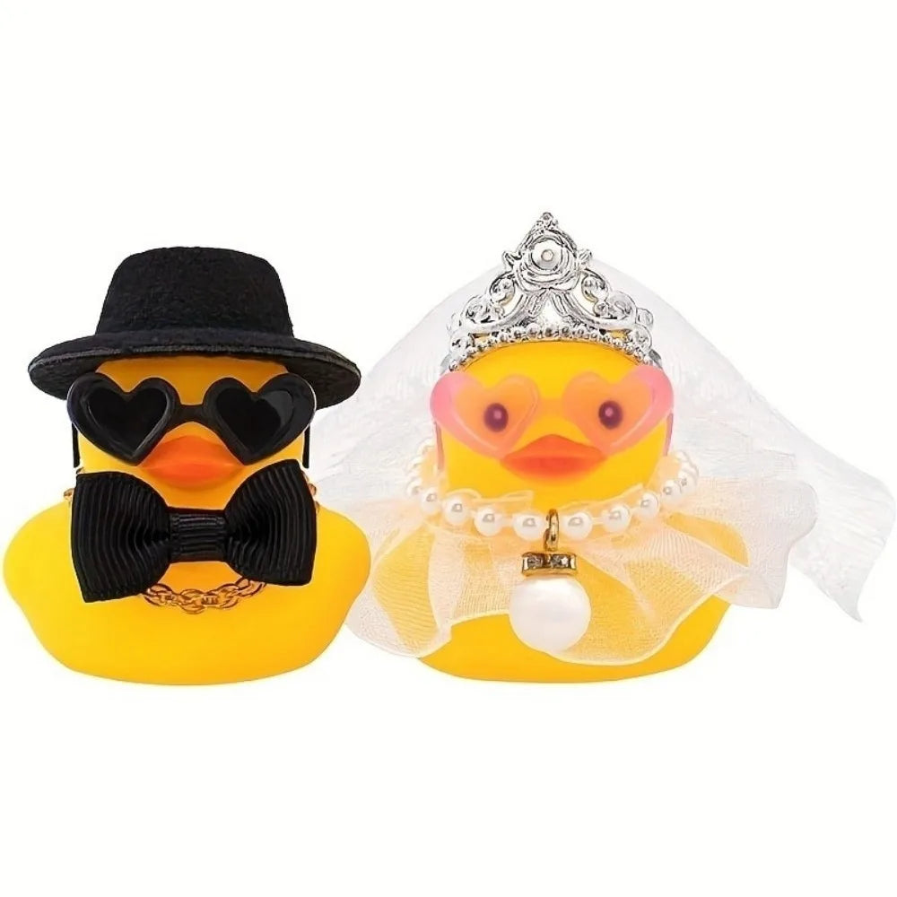 canards caoutchouc mariage chapeau haut forme voile lunettes décoration festive argenté rose