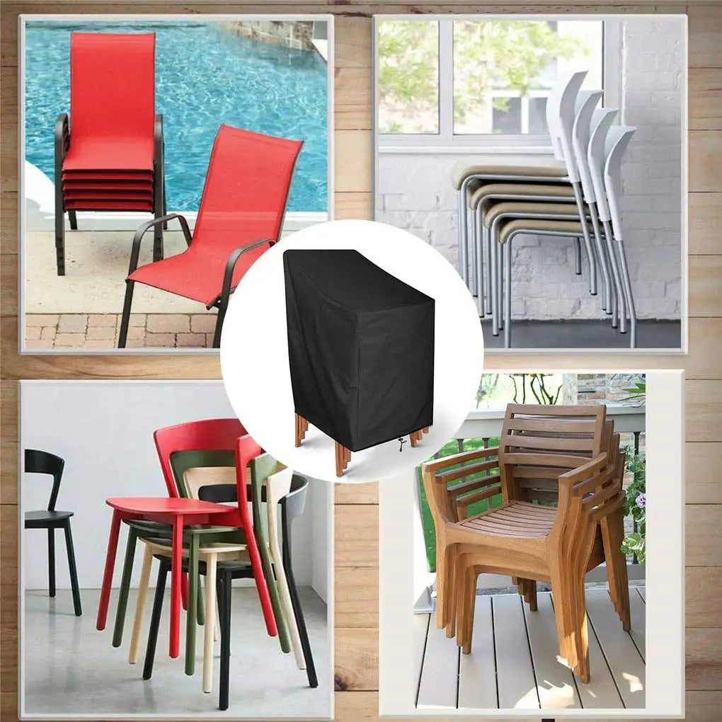 housse protection meuble extérieur noir imperméable moderne cordons serrage sac rangement poignées rembourrées
