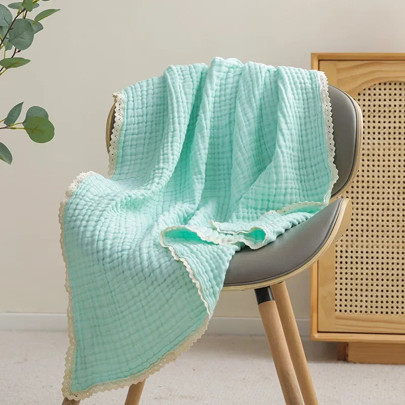 couverture bébé coton douce moderne plissée opaque beige gris vert blanc rose