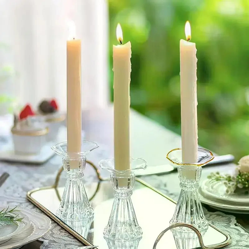 supports bougies or transparents classiques décoration table mariageintérieur