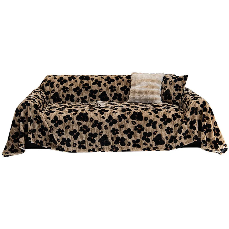 couverture canapé imitation fourrure léopard beige noir moderne salon décoration hiver confortable grande taille