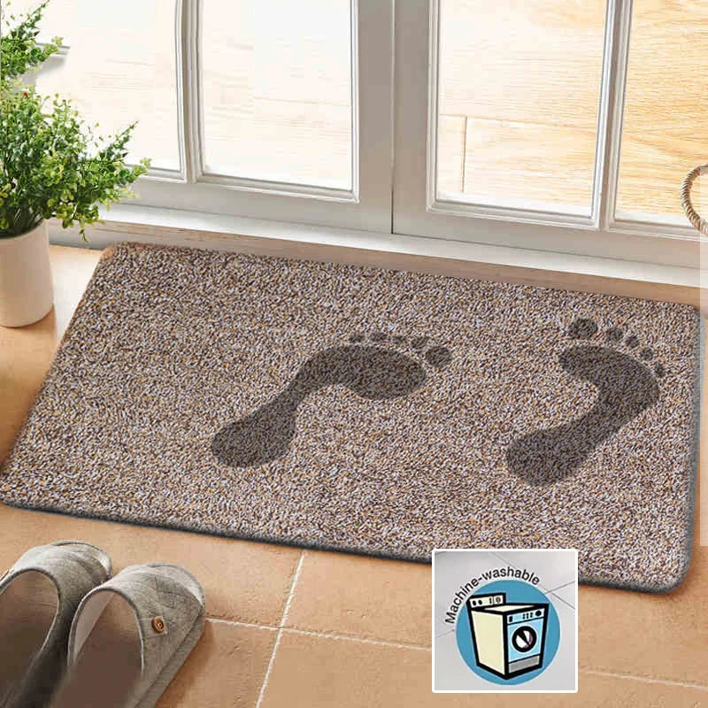 tapis porte gris moderne antidérapant absorbant extérieur 45x70cm texture épaisse motif pieds