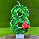 bougies anniversaire forme chiffres paillettees verte blanches decoratives fruits couteau sucre support bougie box