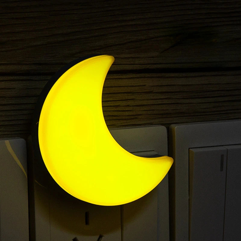 veilleuse lune forme croissant jaune blanc rose opalescente enfantine décoration chambre salon lumière led