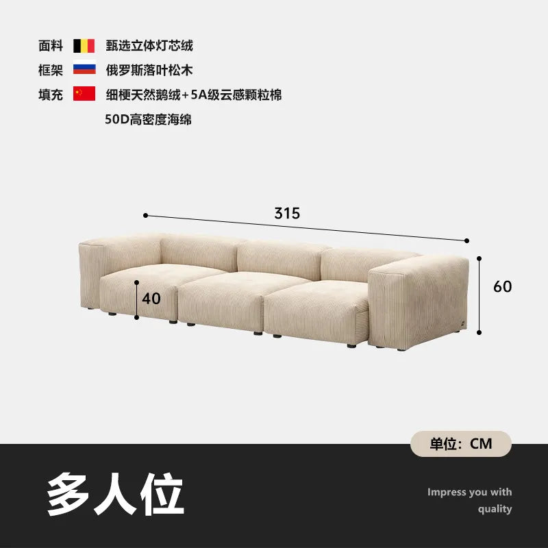canapé modulable moderne beige clair rayures horizontales convertible cause cœur lit salon