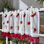 rideau fleuri transparent décoration intérieure blanc rouge vert clips inclusion pastorale