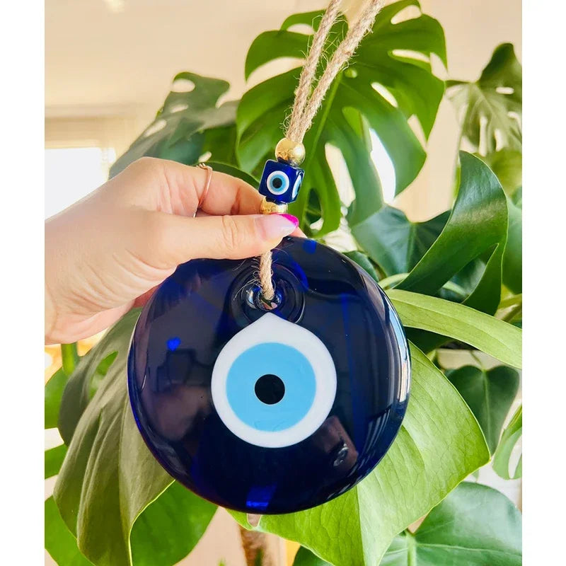 pendentif œil malheur bleu foncé oeil blanc cordelette traditionnel protection maison