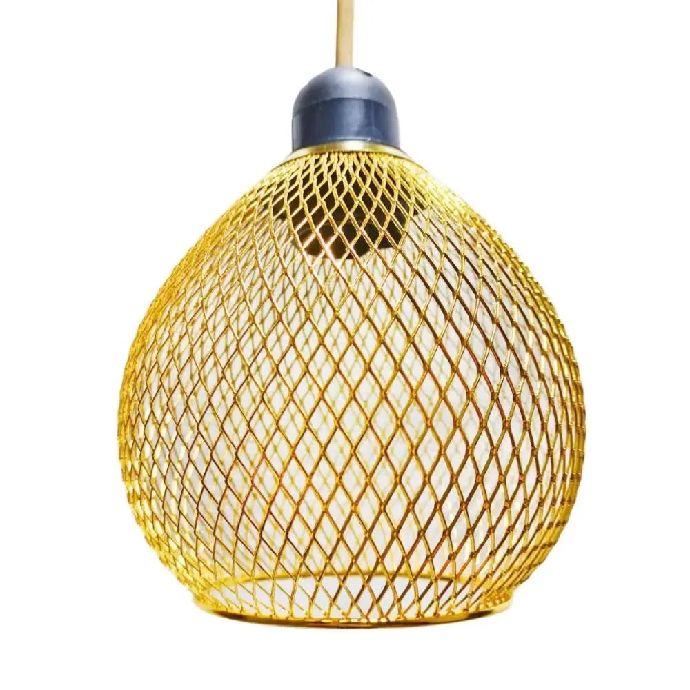 lampe suspendue industrielle filtre ampoule filament noir doré blanc métal maille opacité vintage