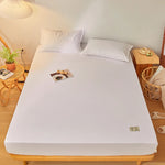 drap housse lit coton blanc uni élastique matelas moderne doux