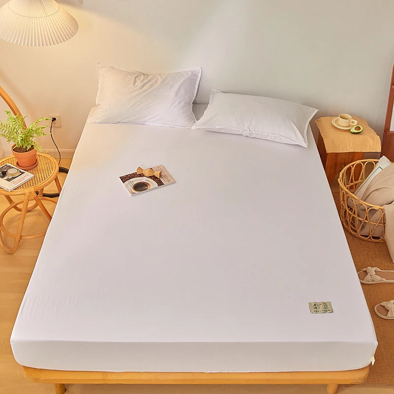 drap housse lit coton blanc uni élastique matelas moderne doux