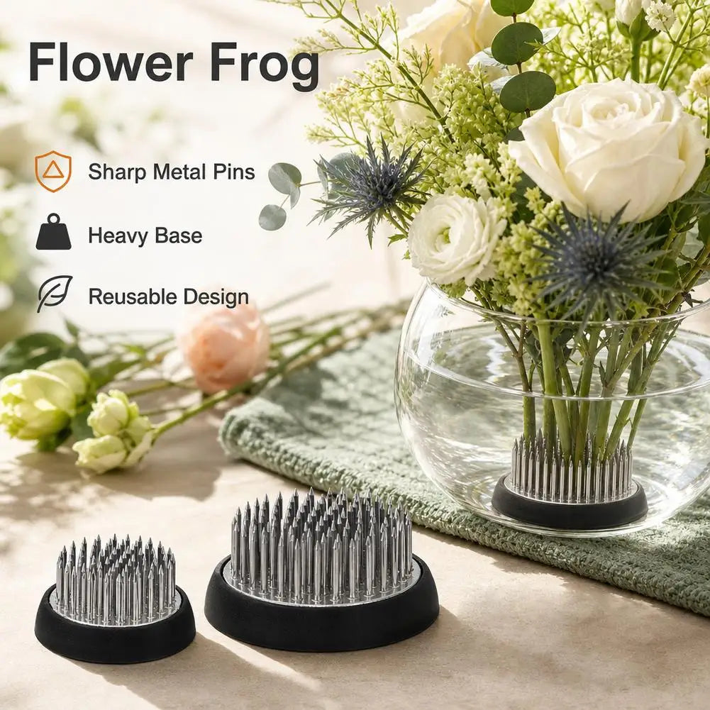 support floral argent noir moderne adhésif pointu rond fixe arrangement vase