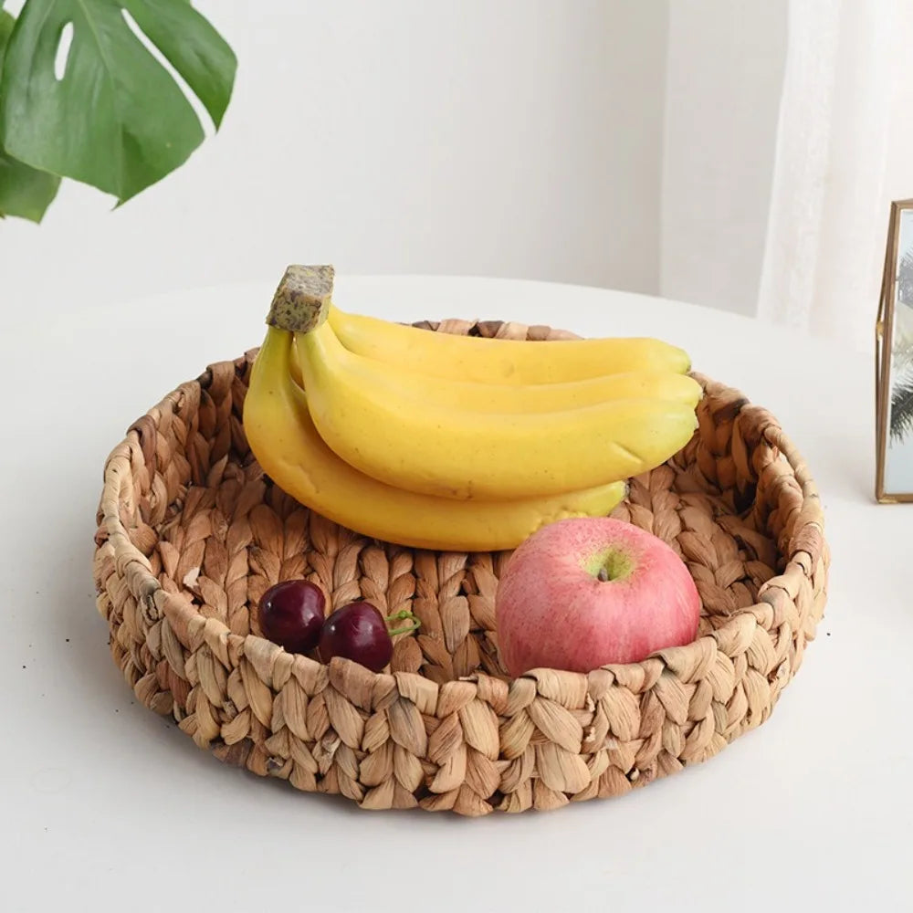 corbeille tissage feuilles naturel rustique panier rangement bois fruitier reutilisable diverse taille