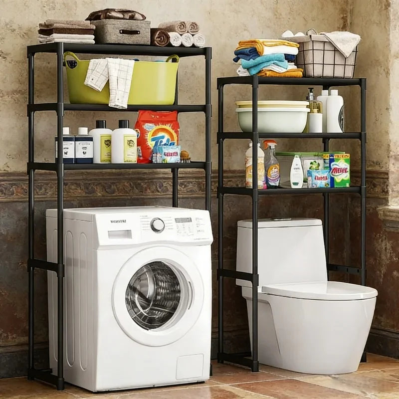 étagère salle bain noir blanc moderne couches paniers serviettes produits toilette grande capacité