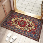 tapis sol vintage motif mandala floral rouge bleu beige classique maison intérieur