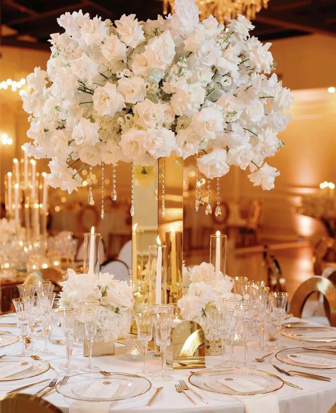 support fleurs moderne métal doré décorations table mariage centre table