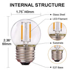 ampoule led filament doré transparente e27 1w 2700k dimmable ac 110v 220v moderne 249lm