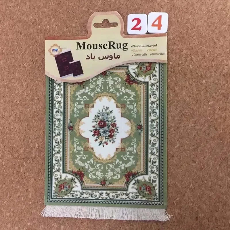 tapis souris classique motif floral bleu beige vert rouge support antidérapant caoutchouc