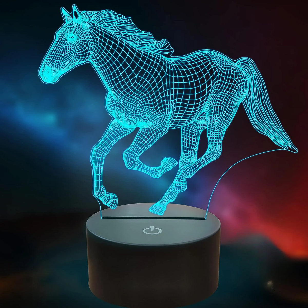 lampe led 3d cheval relief couleur changeante télécommande moderne enfants chambre