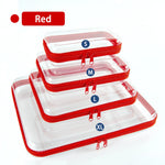 boîtes rangement transparentes réutilisables fermeture glissière couleurs rose violet bleu clair moderne pratique diverse
