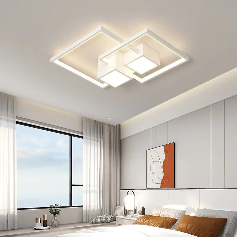 plafonnier led carré moderne minimaliste noir blanc géométrique chambre décoration maison