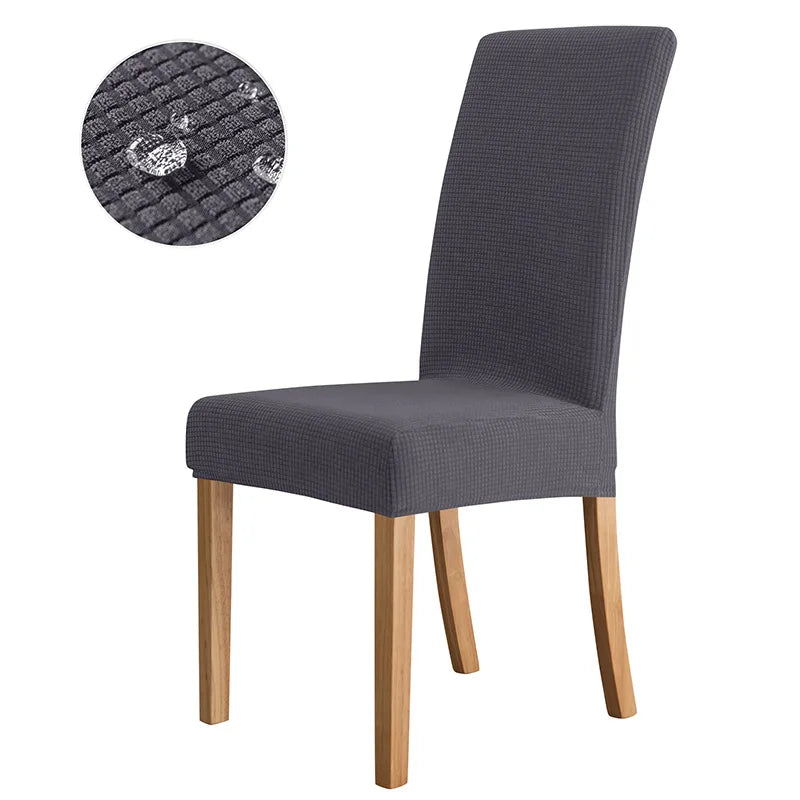 Housse chaise moderne gris foncé rayures horizontales élastique imperméable polyester