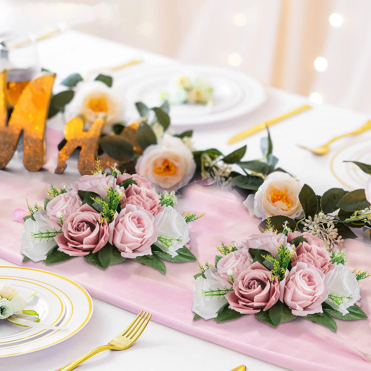 bouquet artificiel rose pâle blanc élégant intérieur mariage anniversaire baby shower