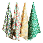 serviettes table coton fleurs modernes vert rose bleu blanc cuisine maison restaurant