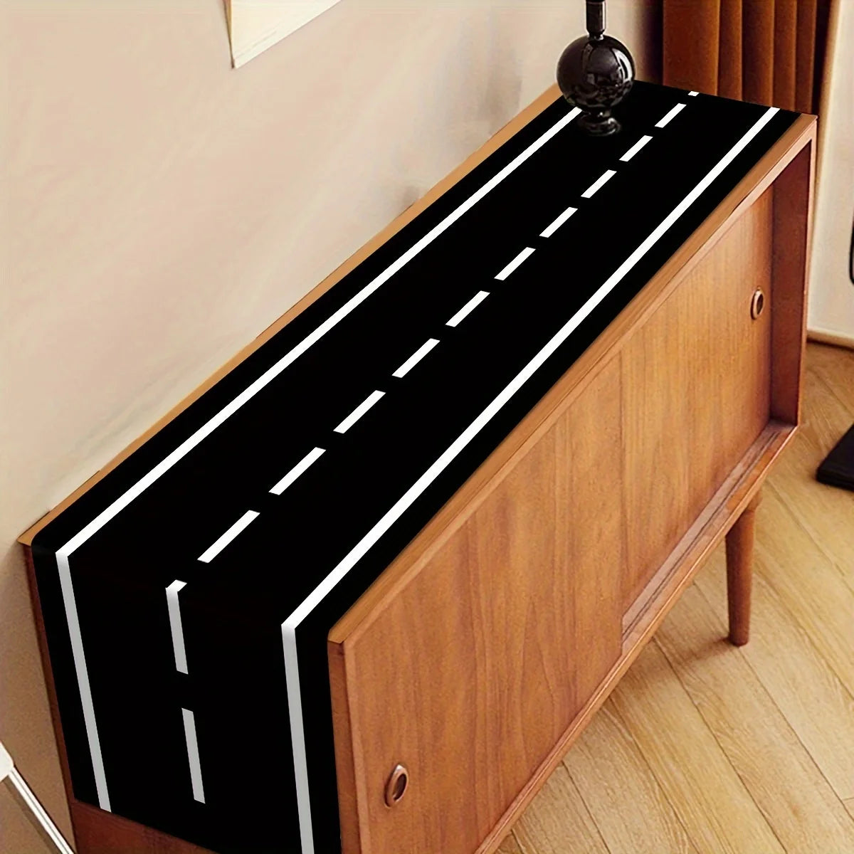 tapis table route marquages noir blanc moderne salon dinning chambre