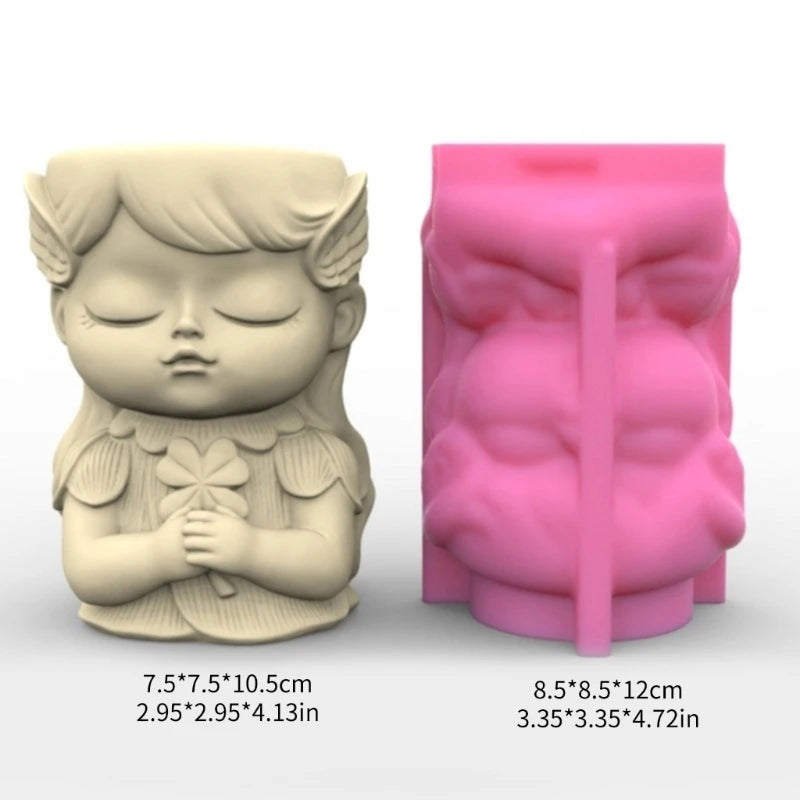 cache pot silicone forme figurine personnages accessoires floraux rose beige vert mignon decoratif