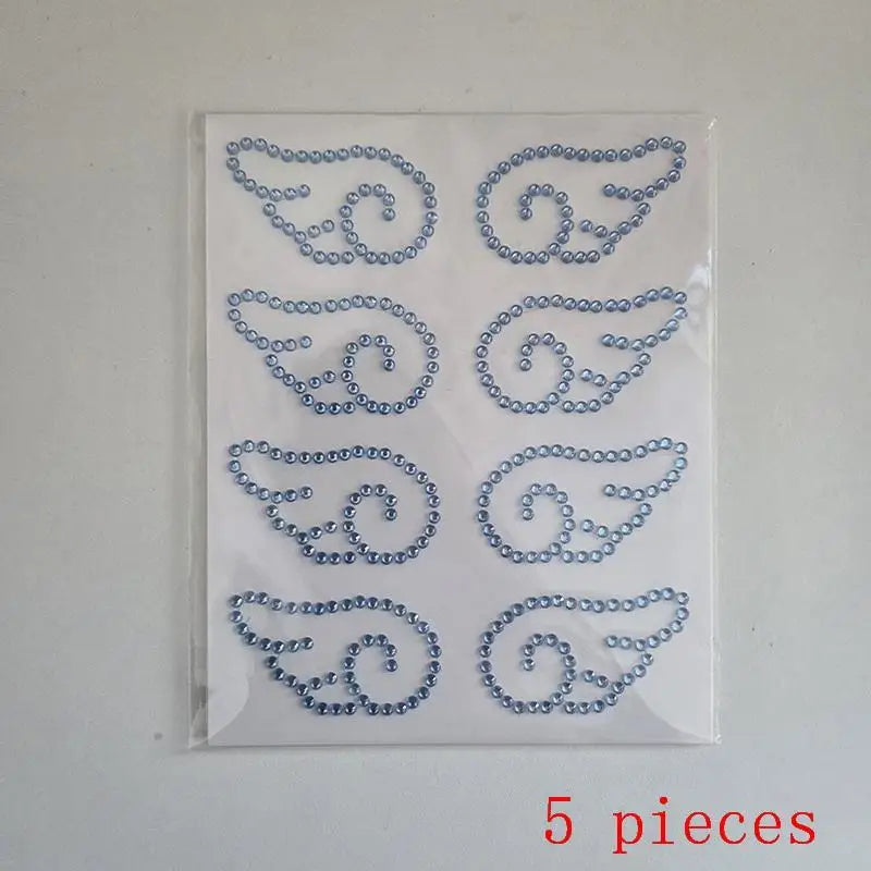 sticker decoratif ailes ange strass blanc rose bleu argent adhésif élégant décoration diy cadeau