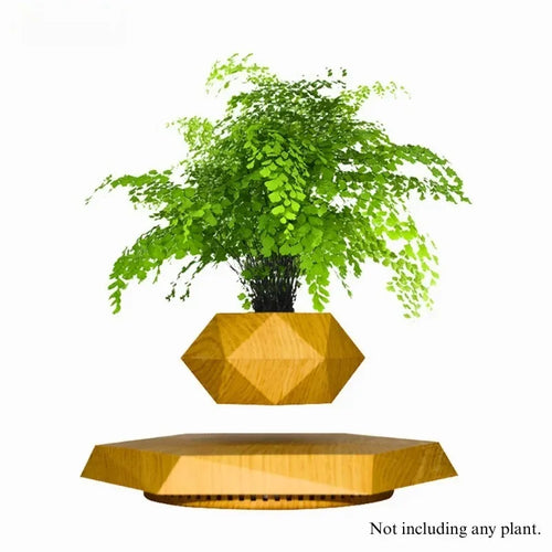 pot plante flottant levitation magnétique rotatif moderne décoration intérieur minimaliste noir