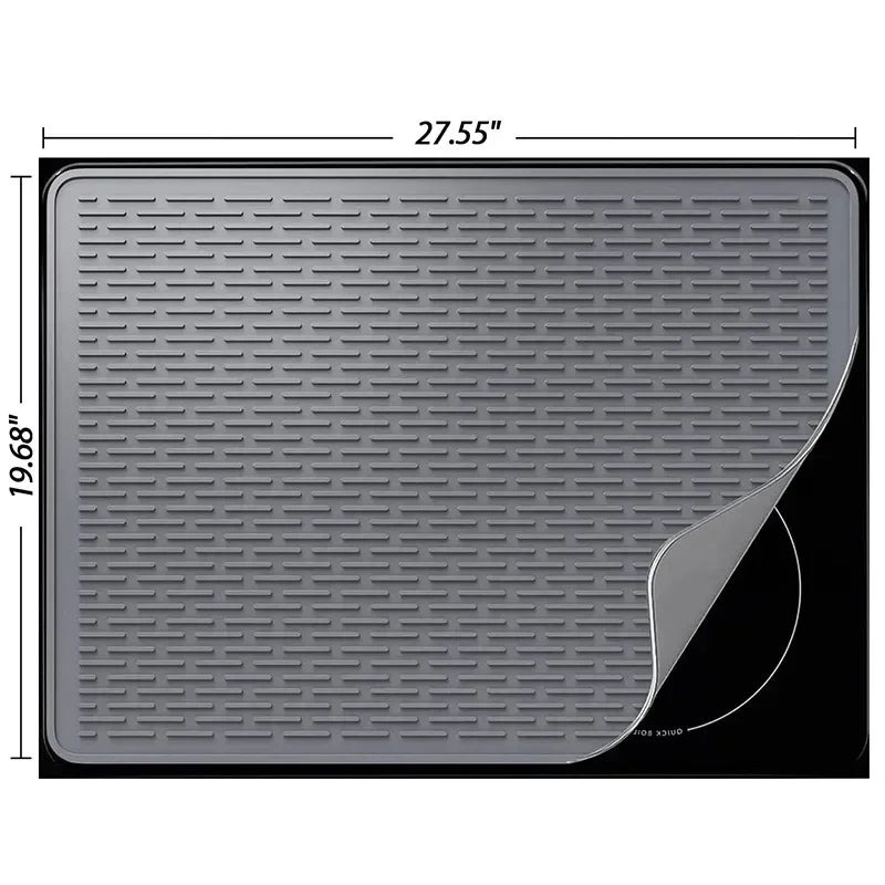 tapis protection silicone chauffe gris rayures moderne adhésif cuisine comptoir 27.55x19.68 inches