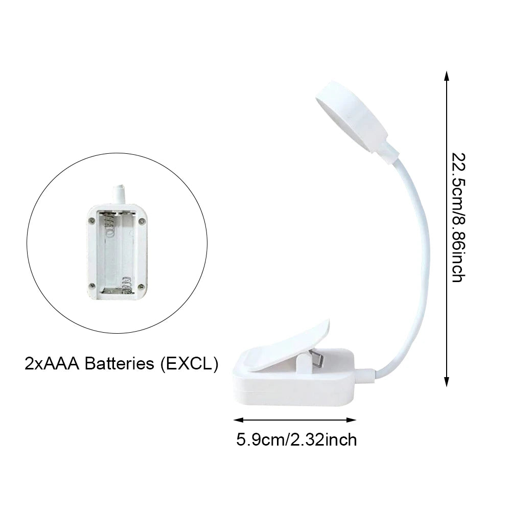 lampe lecture led portable clipser piles réglable continu blanc moderne veilleuse