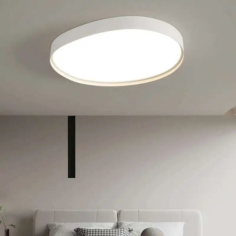plafonnier led moderne minimaliste acrylique blanc fixation circulaire ovale éclairage quotidien contemporain
