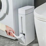 poubelle salle bain brosse wc intégrée moderne blanc plastique gain place