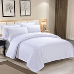 housse couette coton égyptien 100 blanc rayures horizontales classique opaques 400 fils lit adulte