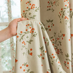 rideau fleurs feuilles opaques classique beige vert orange fenêtre Anneaux