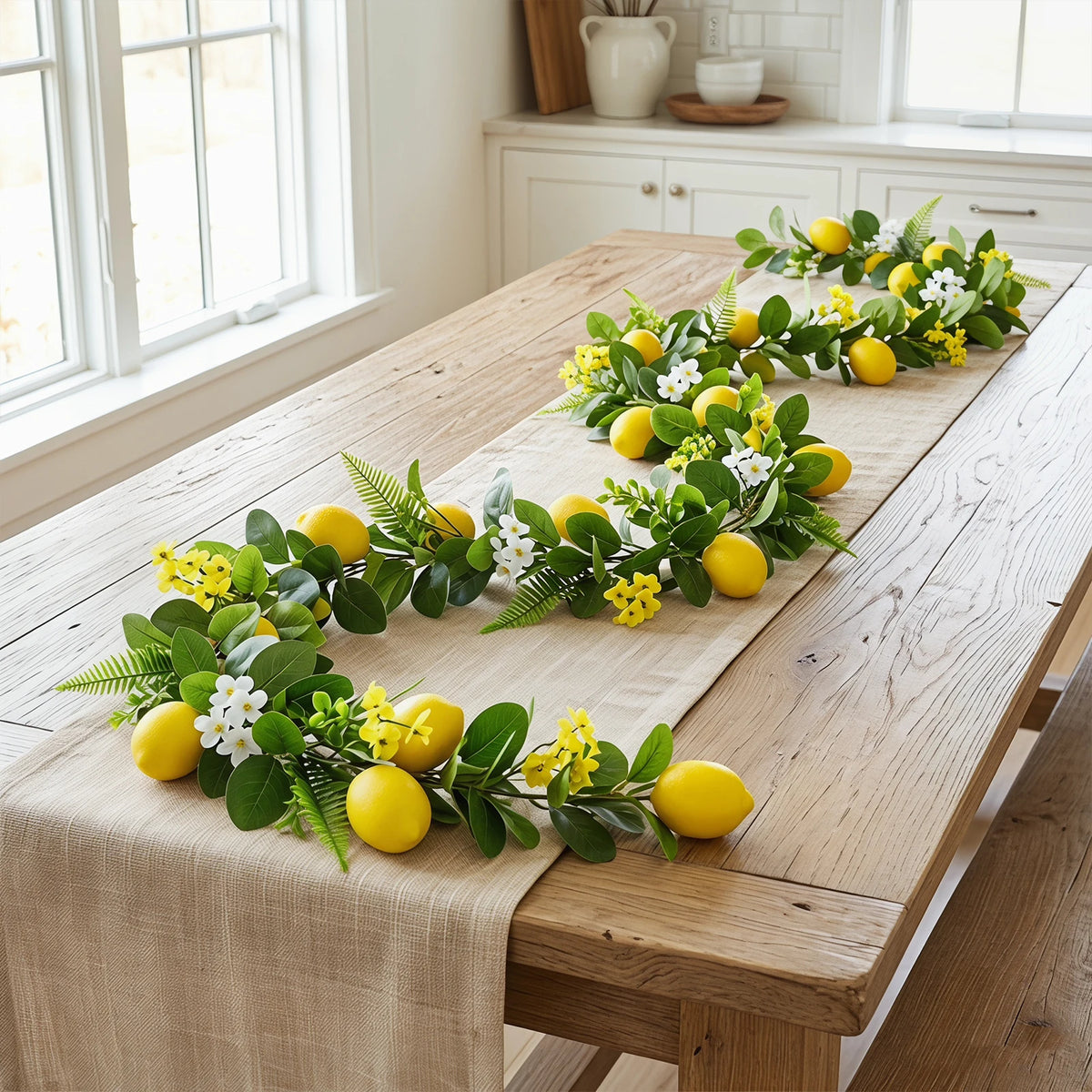 guirlande décorative fleurs citron artificielles feuilles vertes mariage anniversaire décoration intérieure naturelle fleurs citrons
