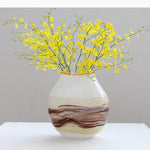 vase verre ondulé moderne motifs naturels couleurs blanc marron jaune rouge