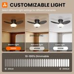 ventilateur blanc lampe intégrée moderne télécommande vitesses led reversible