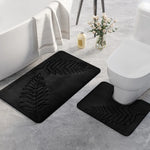 tapis bain moderne feuille palmier vert foncé noir bleu marine gris clair