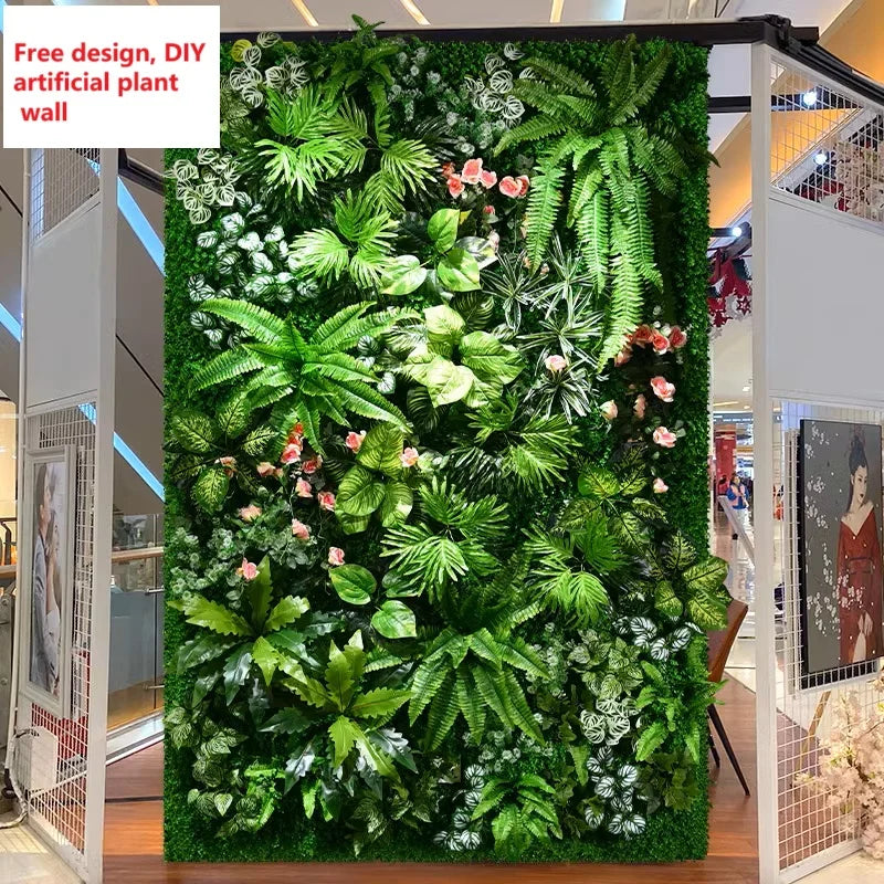 décoration murale artificielle feuilles fleurs moderne extérieure intérieure verte naturelle