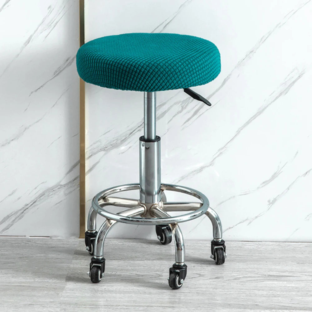 housse coussin tabouret rond velours beige moderne fixation protection siège fauteuil salon