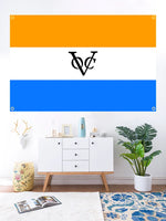 drapeau bannière historique orange blanc bleu rayures laiton décoration murale moderne polyester super tex
