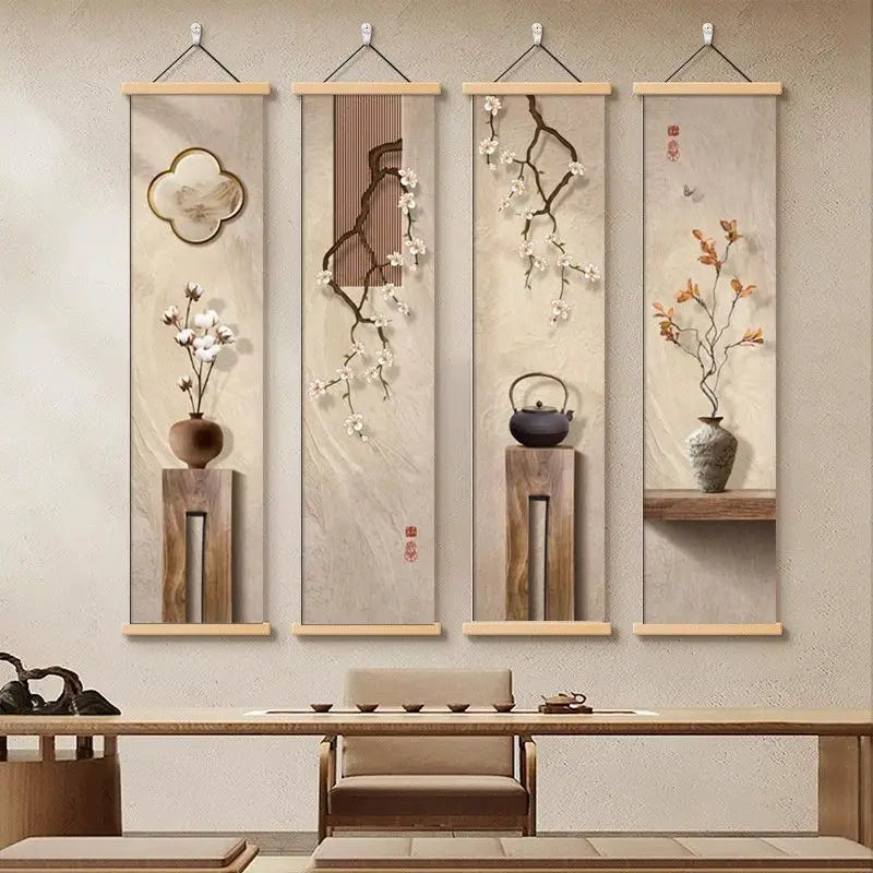 peinture suspendue moderne fleurs blanches branches minimaliste salon thé chambre decoration non tissée