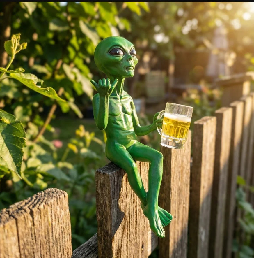figurine alien gris shaka éclairage led verre bière humoristique décoration intérieure jardin