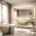 miroir salle bain rectangulaire lumineux led antibuée mural moderne grand sans cadre blanc